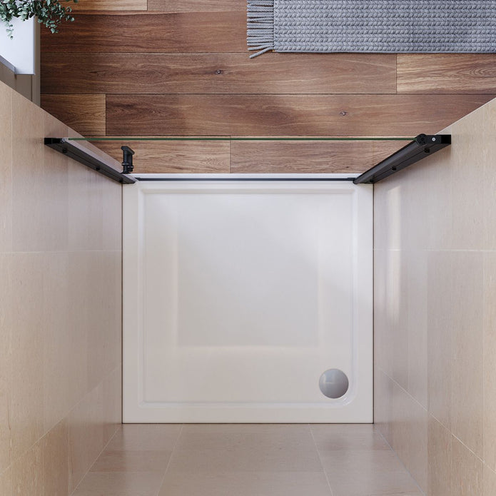 Linea Black Frameless Pivot Shower Door 5mm Clear Glass - Select Size