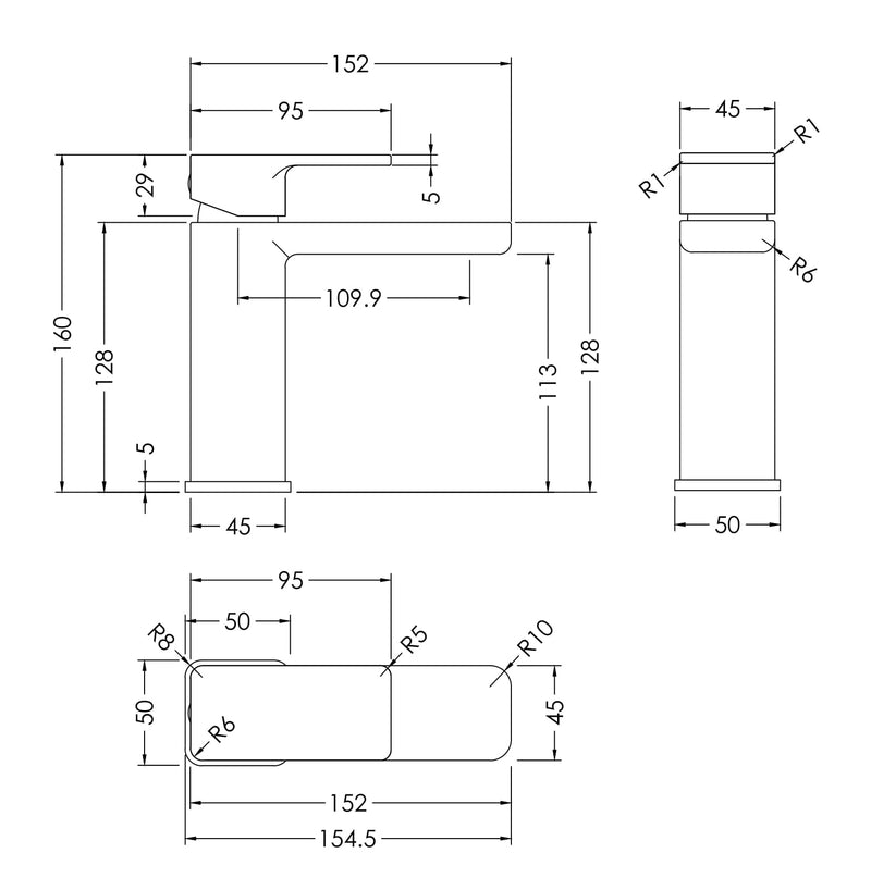 NOVA Windon Mono Basin Mixer With Push Button Waste - Select Colour