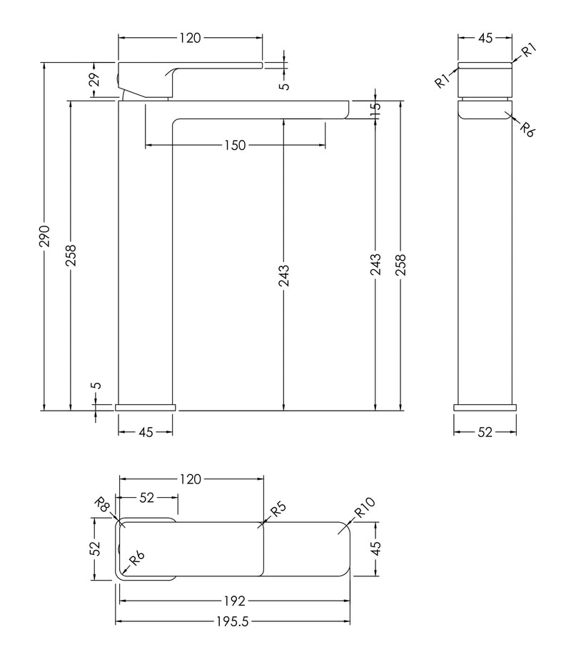 NOVA Windon Tall Mono Basin Mixer - Select Colour