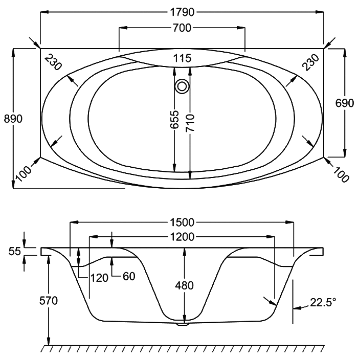 Carron Mistral 1800mm x 700mm Double Ended Bath