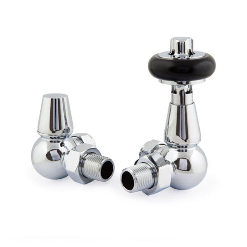SENA Savoy Traditional Thermostatic Corner Radiator Valves - Chrome