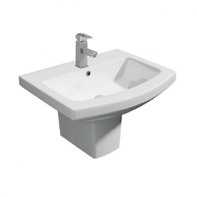 KV Trim 550mm 1 Tap Hole Basin with Semi Pedestal