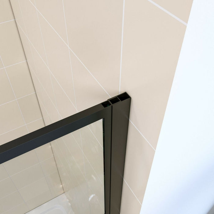 Linea Grid 760mm Walk-In Shower Panel 8mm Black Grid Glass - Matt Black