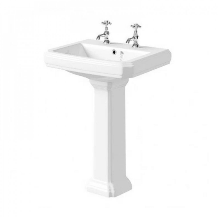 KV Astley Traditional 550mm 2 Tap Hole Basin with Full Pedestal