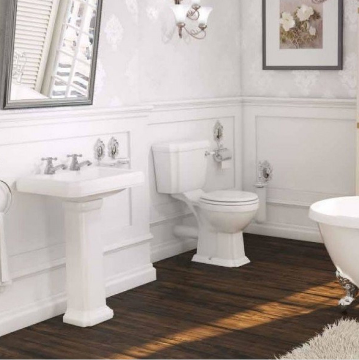 KV Astley Traditional 550mm 2 Tap Hole Basin with Full Pedestal