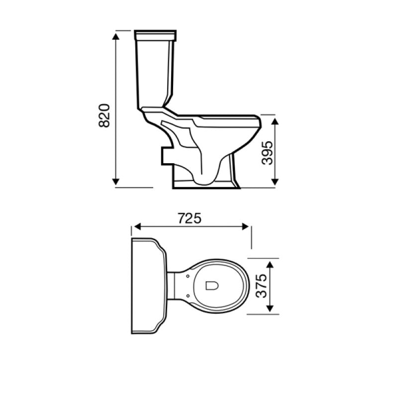 KV Astley Traditional Close Coupled Toilet with Soft Close Seat