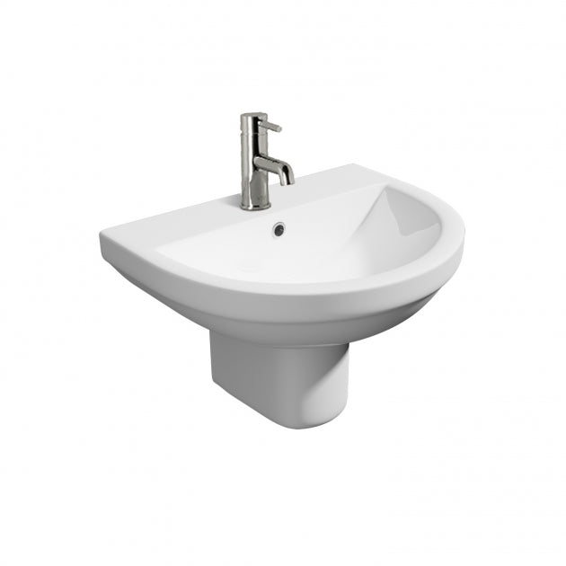 KV Bijoux 550mm 1 Tap Hole Basin with Semi Pedestal