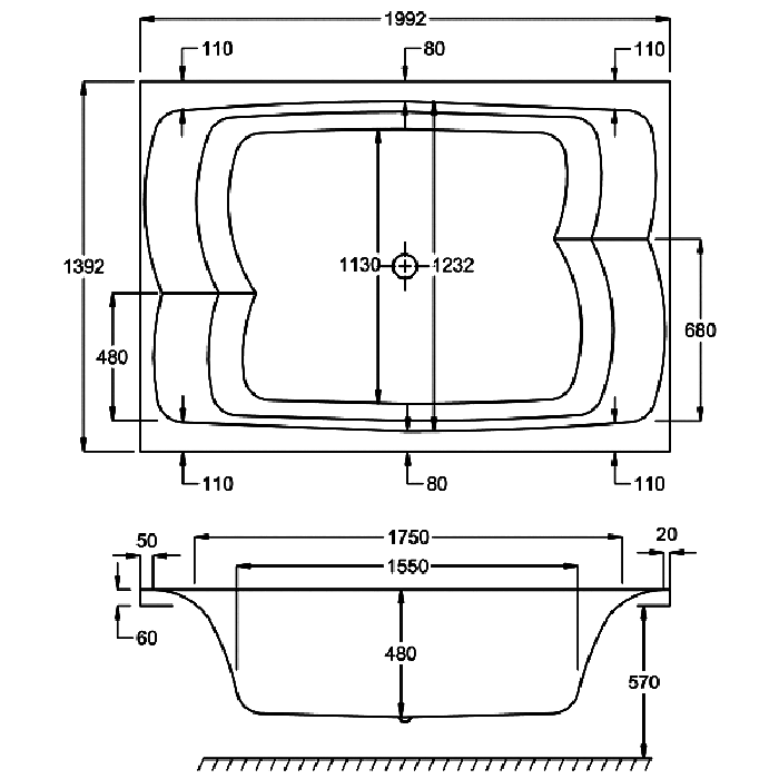 Carron Celsius Duo 2000mm x 1400mm Double Ended Bath