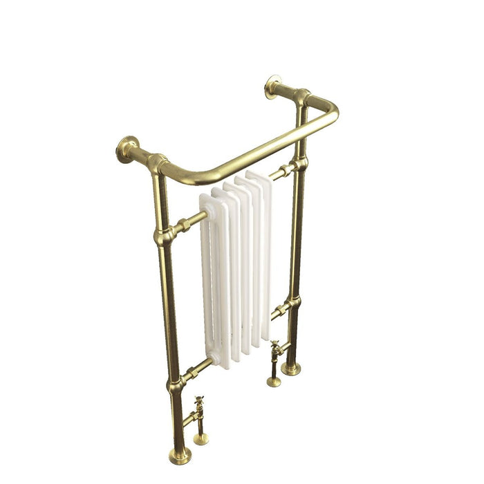 SENA Chilmark 960mm Traditional Towel Radiator - Brushed Brass & White