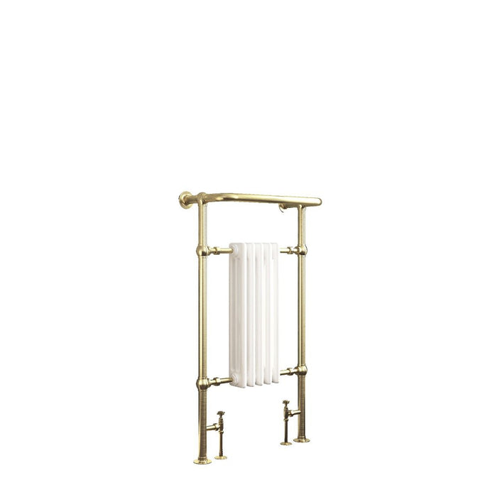 SENA Chilmark 960mm Traditional Towel Radiator - Brushed Brass & White