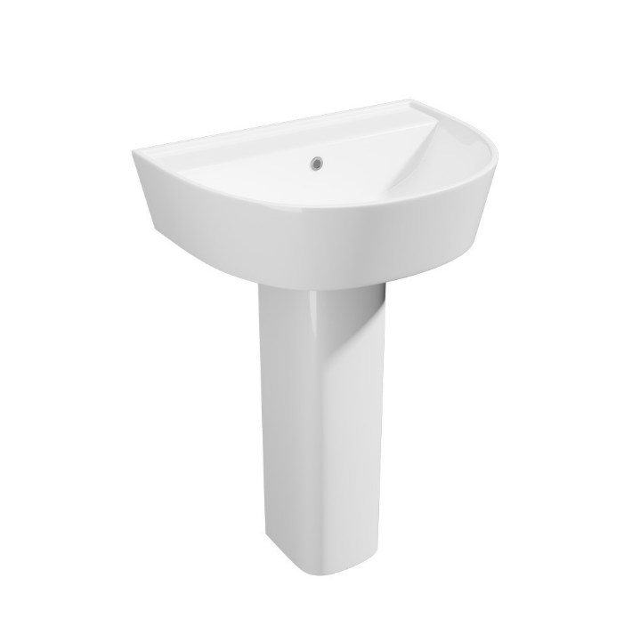 KV Genoa 550mm 1 Tap Hole Basin with Full Pedestal