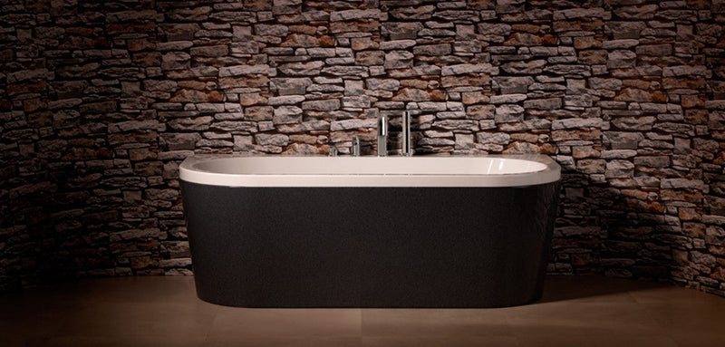 Carron Halycon D Shaped 1750mm x 800mm Back to Wall Bath - Granite