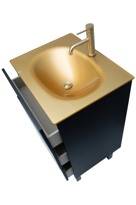 Banyetti Noir Gold 600mm Integrated Designer Wash Basin - Polished Gold