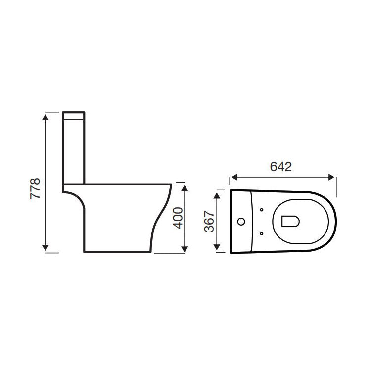 KV Kameo Close Coupled Open Back Toilet with Soft Close Seat