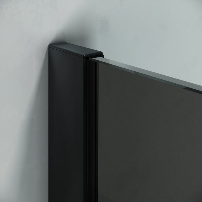 Linea Smoke 1000mm Walk-In Shower Panel 8mm Smoked Glass - Matt Black
