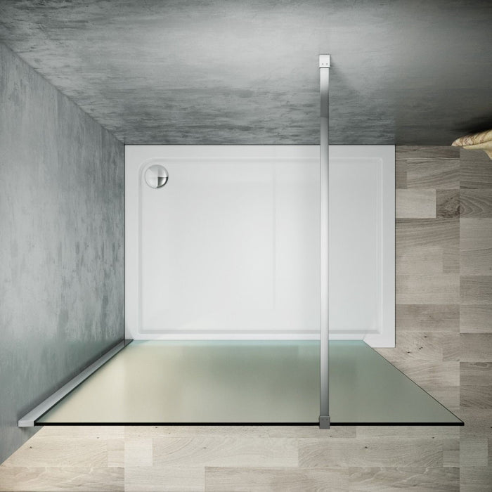 Linea Frosted 800mm Walk-In Shower Panel 8mm Frosted Glass - Chrome