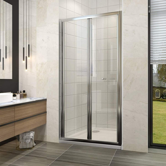 Linea 700mm Framed Bi Fold Shower Door 5mm Clear Glass - Chrome