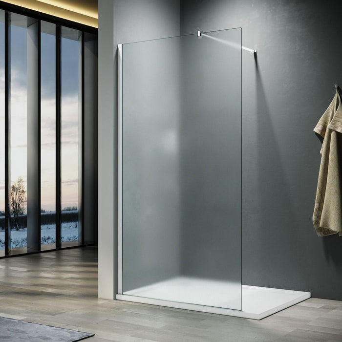 Linea Frosted 1200mm Walk-In Shower Panel 8mm Frosted Glass - Chrome