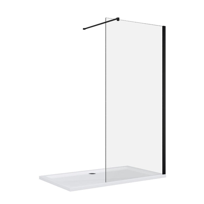 Linea Noir 1200mm Walk-In Shower Panel 8mm Clear Glass - Matt Black