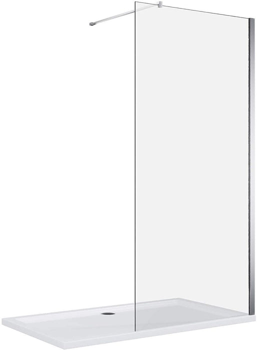 Linea 760mm Walk-In Shower Panel 8mm Clear Glass - Chrome