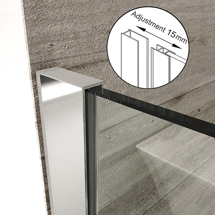 Linea 760mm Walk-In Shower Panel 6mm Clear Glass - Chrome