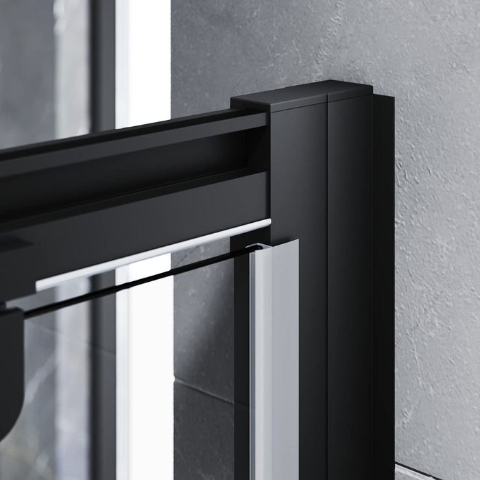 Linea Noir 800mm Framed Pivot Hinged Shower Door 6mm Clear Glass - Matt Black