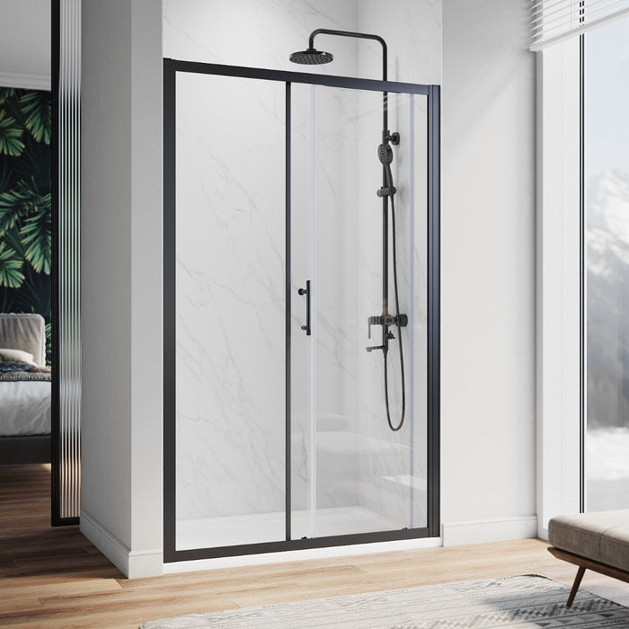 Linea Noir 1000 Sliding Shower Door 6mm Clear Glass  - Matt Black