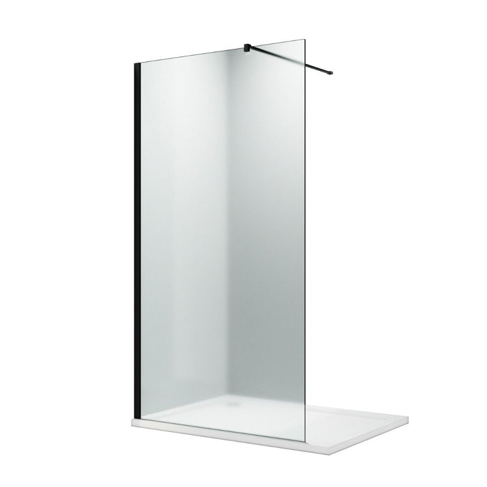 Linea Frosted 900mm Walk-In Shower Panel 8mm Frosted Glass - Matt Black