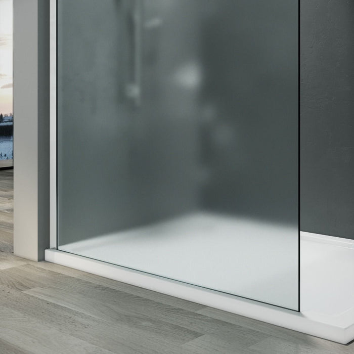 Linea Frosted 1200mm Walk-In Shower Panel 8mm Frosted Glass - Chrome
