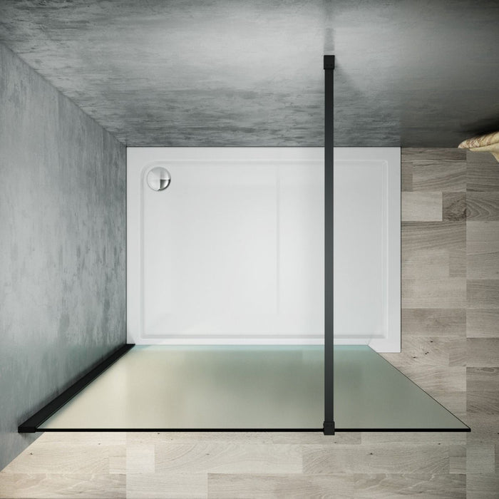 Linea Frosted 700mm Walk-In Shower Panel 8mm Frosted Glass - Matt Black