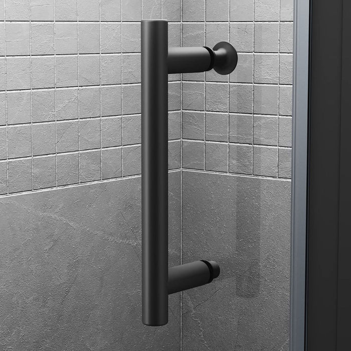 Linea Noir 800mm Framed Pivot Hinged Shower Door 6mm Clear Glass - Matt Black