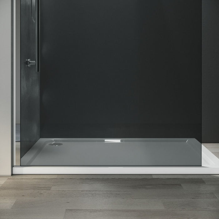Linea Smoke 900mm Walk-In Shower Panel 8mm Smoked Glass - Chrome