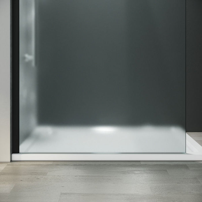 Linea Frosted 1100mm Walk-In Shower Panel 8mm Frosted Glass - Matt Black