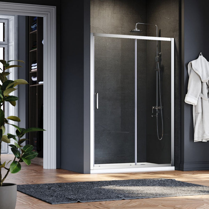 Linea 1400 Sliding Shower Door 8mm Clear Glass  - Chrome