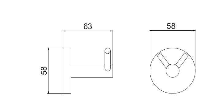 Banyetti Nero Noir Round Single Robe Hook - Matt Black