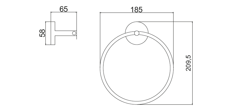 Banyetti Nero Noir Round Towel Ring - Matt Black