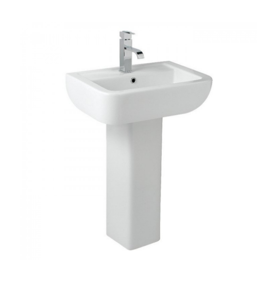 KV Options 550mm 1 Tap Hole Basin with Full Pedestal