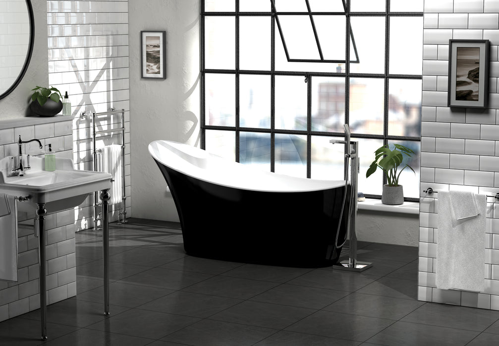 Charlotte Edwards Portobello 1720 x 730 Freestanding Bath - Gloss Black