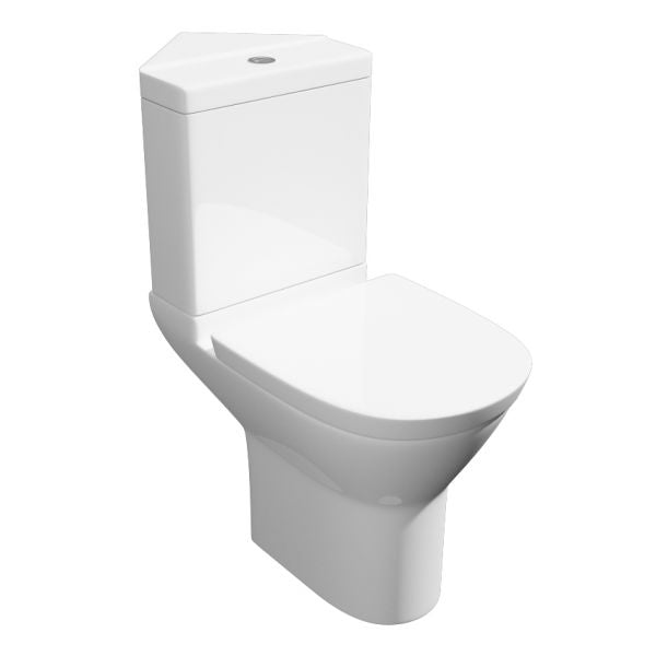 Kartell KVIT Project Round Corner Close Coupled Open Back WC Pan with Soft Close Seat