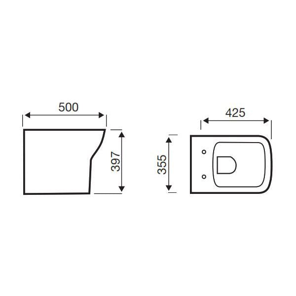 KV Project Square Back to Wall WC Pan with Soft Close Seat