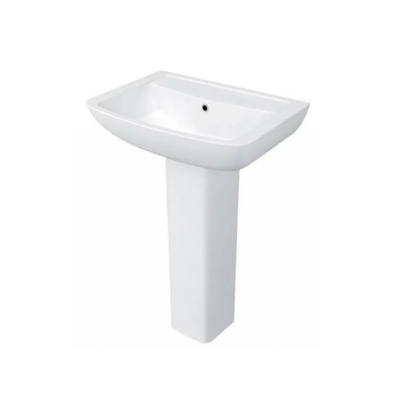 KV Pure 550mm 1 Tap Hole Basin with Full Pedestal