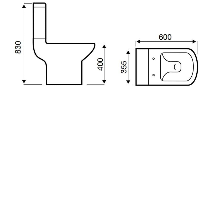 KV Pure Close Coupled Open Back Toilet with Soft Cose Seat