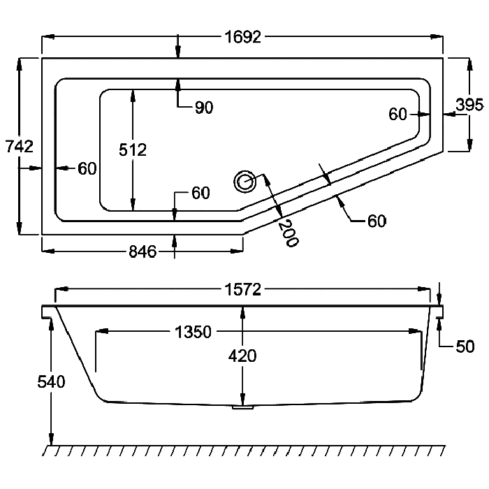 Carron Quantum Spacesaver 1700mm x 750mm Bath - Choose Hand