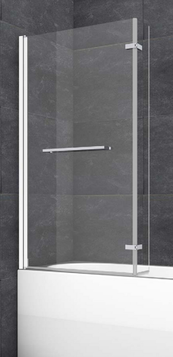 Alan T Carr 820 x 1400 L-Shape Bath Screen with Towel Rail - Chrome