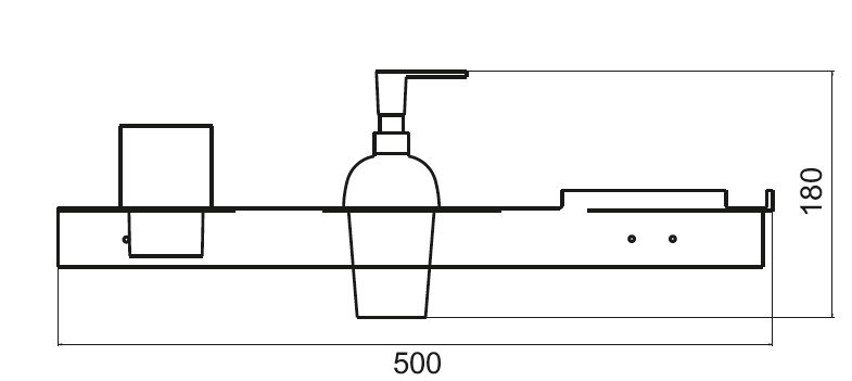 Banyetti Primo Shelf with Soap Dispenser & Toothbrush Holder - Chrome