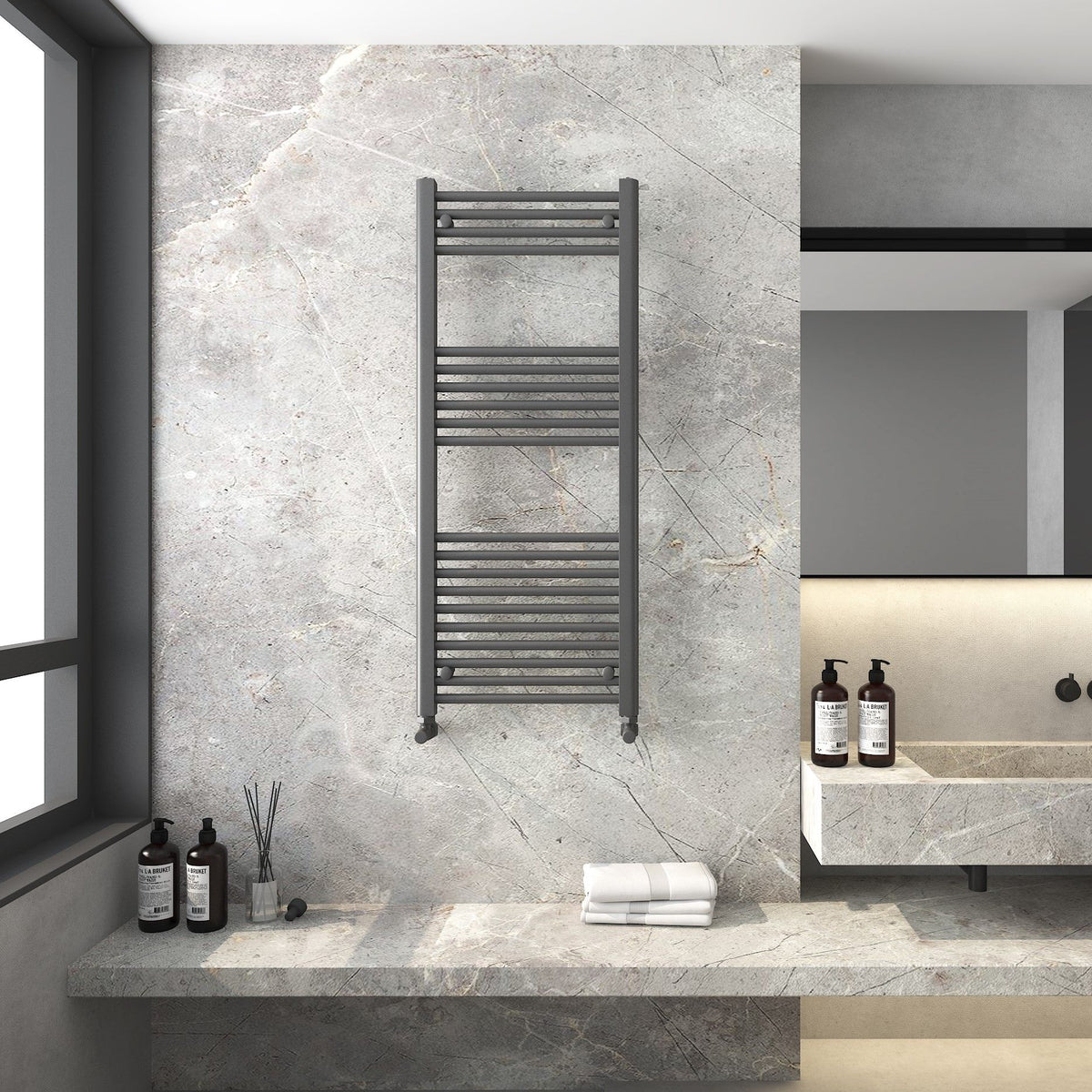 SENA Tivoli 800mm x 350mm Towel Radiator - Anthracite Grey 