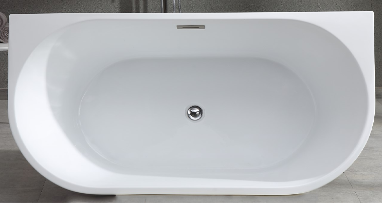 Banyetti Trend 1500 x 750 Back to Wall Freestanding Acrylic Bath - White