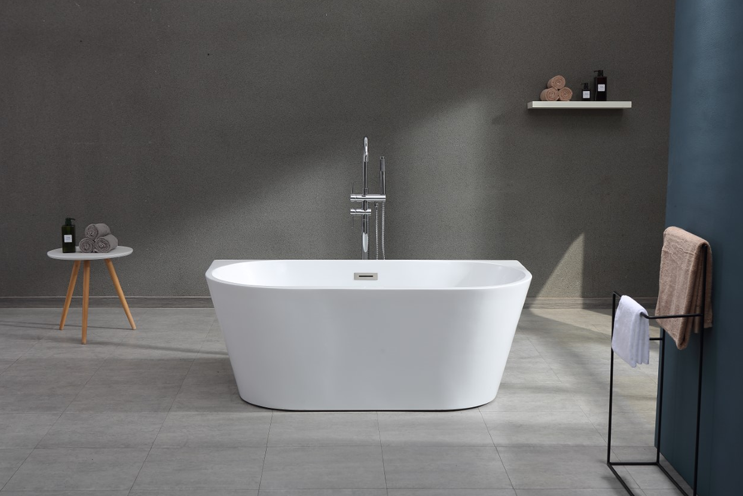 Banyetti Trend 1500 x 750 Back to Wall Freestanding Acrylic Bath - White