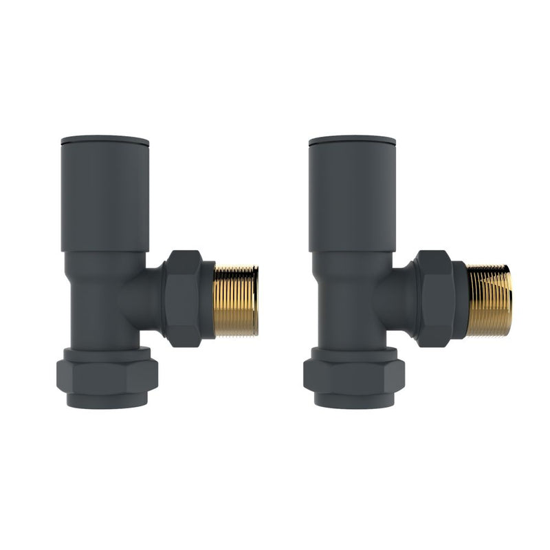 SENA Angled Round Anthracite Radiator Valves - Anthracite Grey