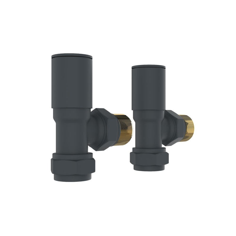 SENA Angled Round Anthracite Radiator Valves - Anthracite Grey